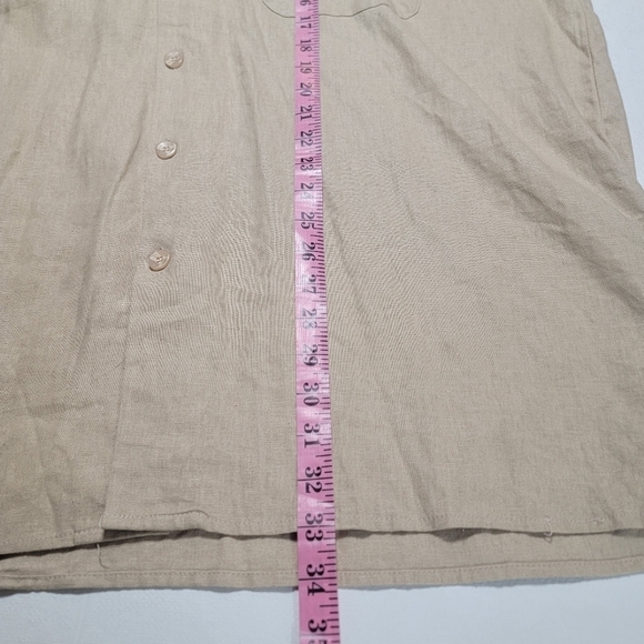 Trust 3X Tan Beige Linen Blend Short Sleeve Button Up Pocket Shirt & 44/30 pants - Picture 9 of 11